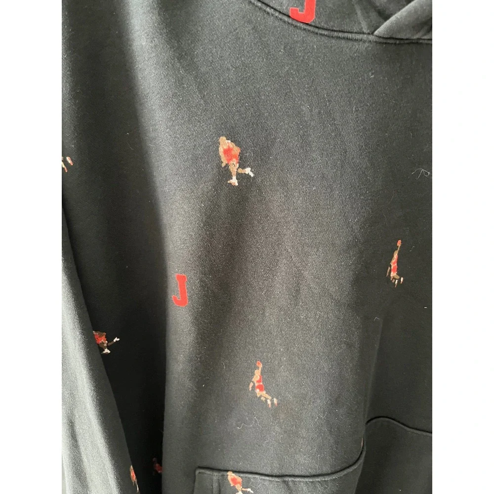 Jordan‎ Essential Hoodie Black Red Basketball Player Print Mens Sweatshirt XL